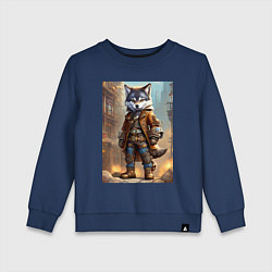 Детский свитшот Прикольный волчонок - стимпанк