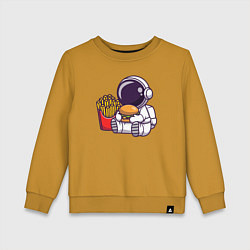 Свитшот хлопковый детский Голодный космонавт, цвет: горчичный