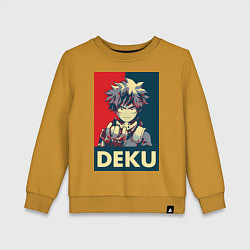 Свитшот хлопковый детский Моя геройская академия Идзуку Мидория герой, цвет: горчичный