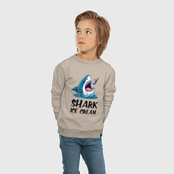 Свитшот хлопковый детский Shark ice cream - ai art, цвет: миндальный — фото 2