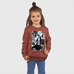 Свитшот хлопковый детский Поднятие уровня в одиночку Джину Сон охотник колла, цвет: кирпичный — фото 2