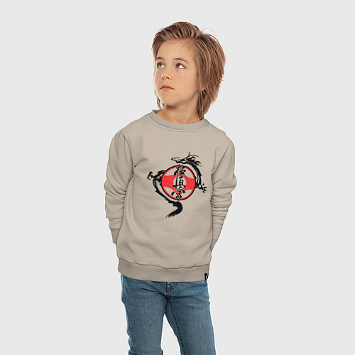 Детский свитшот Karate kyokushin - dragon / Миндальный – фото 4