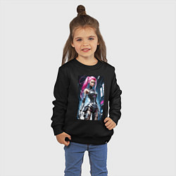 Свитшот хлопковый детский Cyber Barbie from future - ai art fantasy, цвет: черный — фото 2