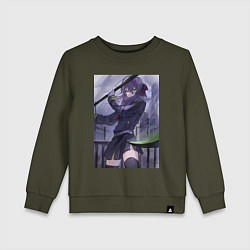 Свитшот хлопковый детский Последний Серафим Шиноа Хираги, цвет: хаки