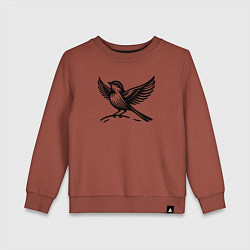 Свитшот хлопковый детский Пташка, цвет: кирпичный
