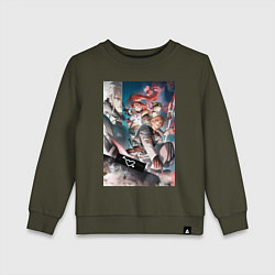 Свитшот хлопковый детский Реинкарнация безработного Эрис Бореас Грейрат Орст, цвет: хаки