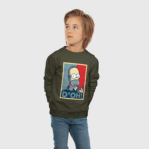 Детский свитшот Homer with donut / Хаки – фото 4