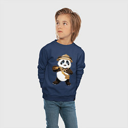 Свитшот хлопковый детский Веселая панда следопыт, цвет: тёмно-синий — фото 2