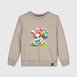 Свитшот хлопковый детский Зайчик с воздушными шарами, цвет: миндальный