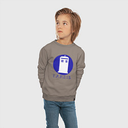 Свитшот хлопковый детский Blue tardis, цвет: утренний латте — фото 2