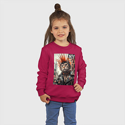 Свитшот хлопковый детский Котяра панк из Нью-Йорка - нейросеть, цвет: маджента — фото 2