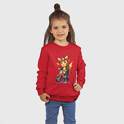Свитшот хлопковый детский Пикачу на красном мотоцикле, цвет: красный — фото 2