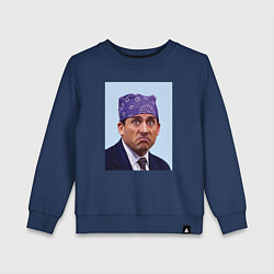 Свитшот хлопковый детский Michael Scott - Prison mike the office meme, цвет: тёмно-синий