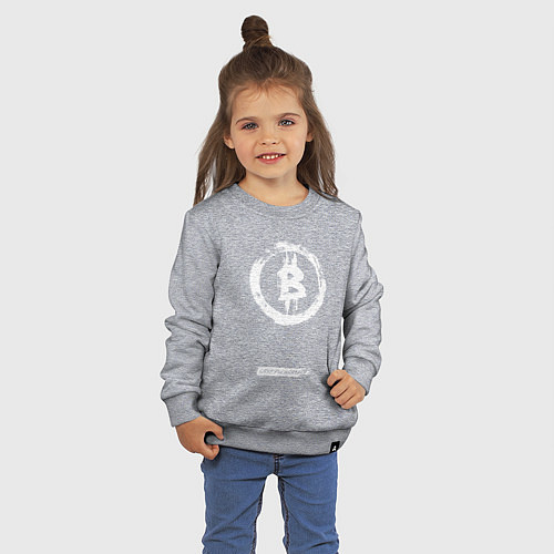 Детский свитшот Биткоин белый - криптовалюта / Меланж – фото 3