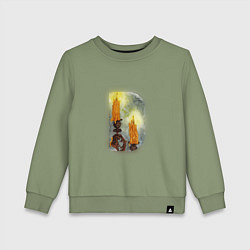 Свитшот хлопковый детский Две свечи на подсвечнике, цвет: авокадо