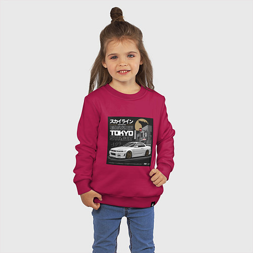 Детский свитшот Nissan Skyline годзила / Маджента – фото 3