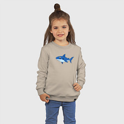 Свитшот хлопковый детский Милая акула улыбается, цвет: миндальный — фото 2