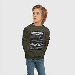 Свитшот хлопковый детский Lamborghini countach, цвет: хаки — фото 2