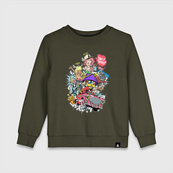 Свитшот хлопковый детский Делай всё по-своему, цвет: хаки