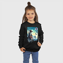 Свитшот хлопковый детский Японский самурай - призрак Цусимы, цвет: черный — фото 2