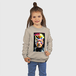 Свитшот хлопковый детский Панк Дональд Трамп - жесть, цвет: миндальный — фото 2