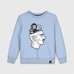 Свитшот хлопковый детский Обезьяна в голове, цвет: мягкое небо