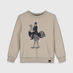 Свитшот хлопковый детский Страус и джентльмен, цвет: миндальный