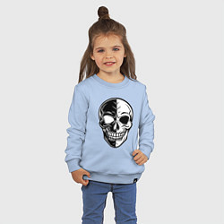 Свитшот хлопковый детский Черно белый череп, цвет: мягкое небо — фото 2