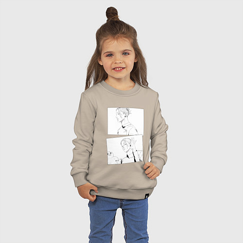 Детский свитшот Эмоции Сугуру Гето - Магическая битва / Миндальный – фото 3