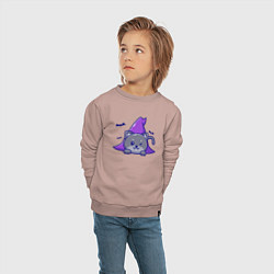 Свитшот хлопковый детский Halloween kitty, цвет: пыльно-розовый — фото 2