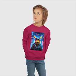 Свитшот хлопковый детский Pikachu brave cyber pilot - neon glow, цвет: маджента — фото 2