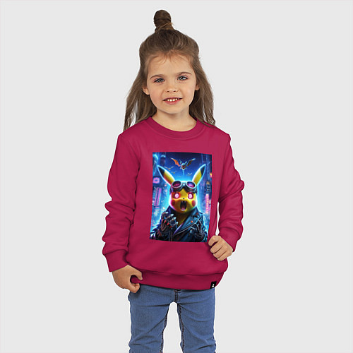 Детский свитшот Pikachu brave cyber pilot - neon glow / Маджента – фото 3