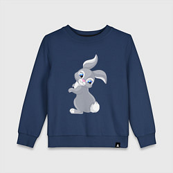 Свитшот хлопковый детский Веселый красивый заяц русак, цвет: тёмно-синий