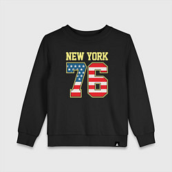 Свитшот хлопковый детский New York 76, цвет: черный