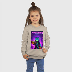Свитшот хлопковый детский Minecraft - halloween neon glow, цвет: миндальный — фото 2