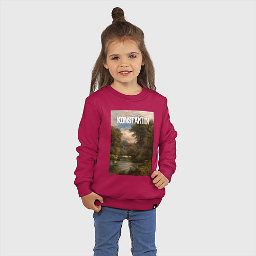 Детский свитшот Konstantin озеро в лесу / Маджента – фото 3