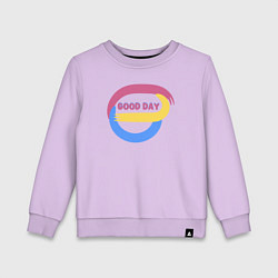 Свитшот хлопковый детский Абстракция и надпись - good day, цвет: лаванда
