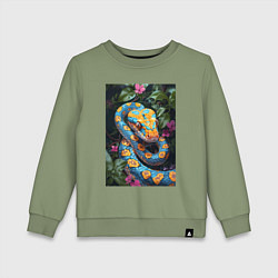 Свитшот хлопковый детский Змея в зелени, цвет: авокадо