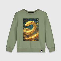 Свитшот хлопковый детский Золотая змея, цвет: авокадо