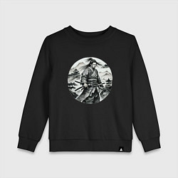 Свитшот хлопковый детский Самурай графика, цвет: черный