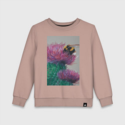 Детский свитшот Мохнатый шмель на кактусе - живопись