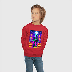 Свитшот хлопковый детский Halloween and Minecraft - neon collaboration, цвет: красный — фото 2