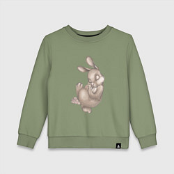 Свитшот хлопковый детский Спящий милый заяц, цвет: авокадо