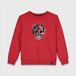 Свитшот хлопковый детский Psychedelic skull leaf, цвет: красный
