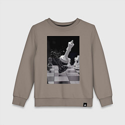 Свитшот хлопковый детский Шахматы эстетика, цвет: утренний латте