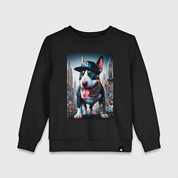 Детский свитшот Funny bull terrier in New York - ai art