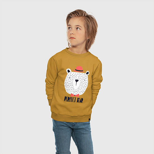 Детский свитшот Идеальный медведь / Горчичный – фото 4