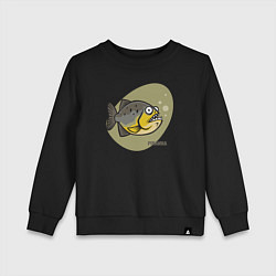 Свитшот хлопковый детский Рыбка пиранья, цвет: черный
