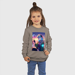 Свитшот хлопковый детский Кибер Марин - коллаба, цвет: утренний латте — фото 2