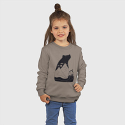 Свитшот хлопковый детский Горы и медведь, цвет: утренний латте — фото 2